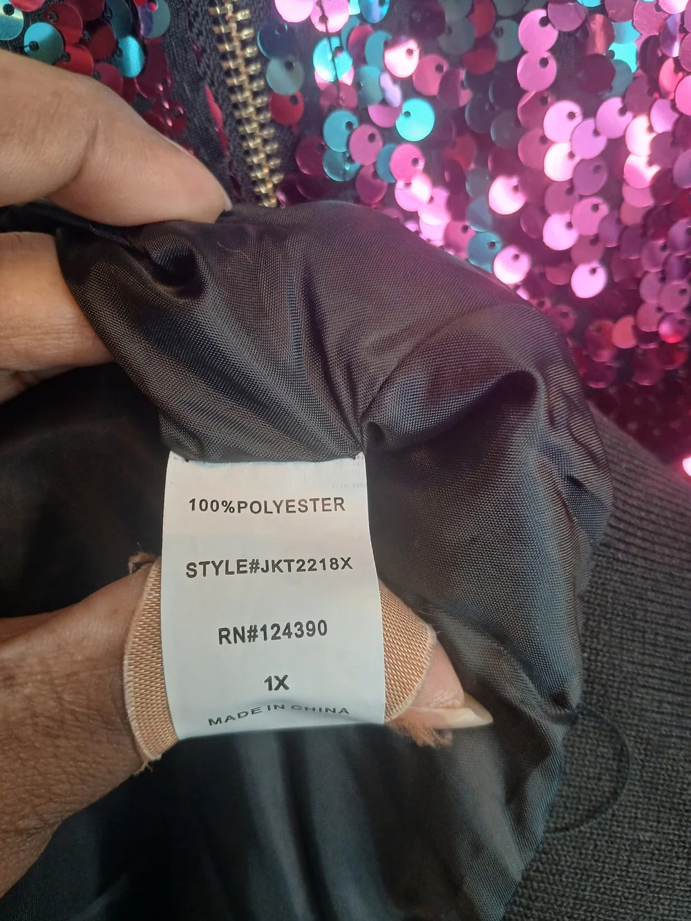 Multicolor Sequin Ombre Zip Front Bomber Jacket 1X NWOT